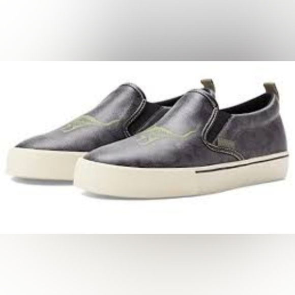COACH Men's Black Skate Slip On Sneaker In Signature Canvas With Rexy SZ 8.5 - Picture 5 of 16
